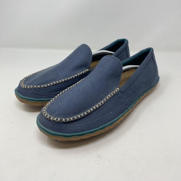 L.L.Bean Shoes Mens Size 13 Blue Canvas Slip On Moc Loafers Cork Insole Casual main image 4